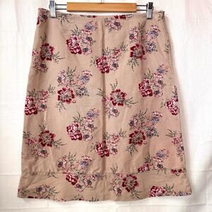 EDDIE BAUER Linen Blend Skirt Size 6 A-Line Floral Cottagecore Peasant Coastal
